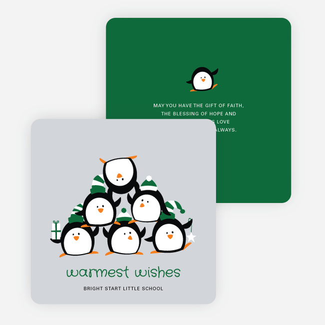 Penguin Pyramid Holiday Cards - Gray