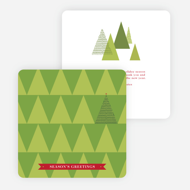 Modern Christmas Tree Christmas Cards - Red