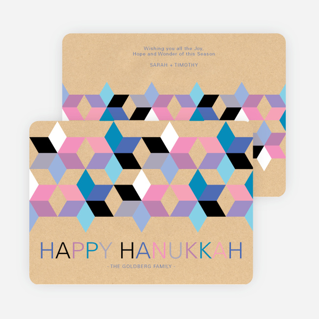 Geometric Stars Hanukkah Cards - Purple