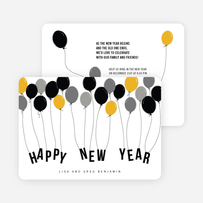 Balloon Themed New Year’s Party Invitations - Gray