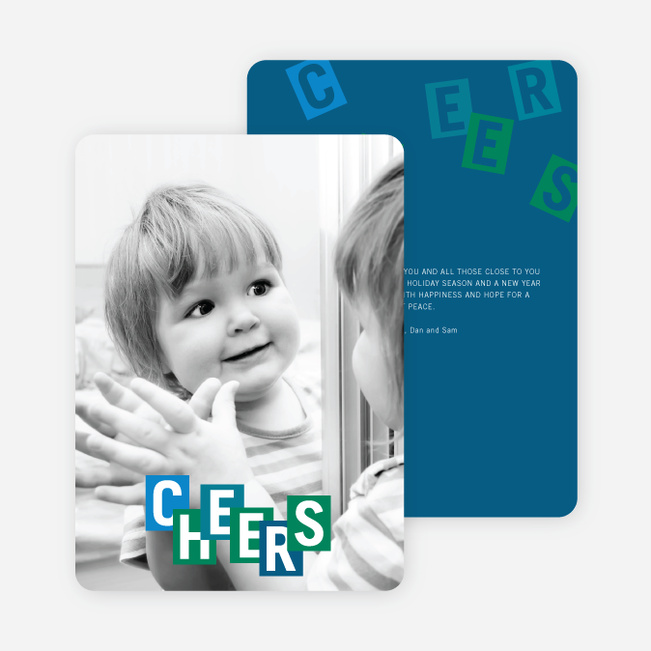 Cheers: Kids and Scrabble Holiday Cards - Blue