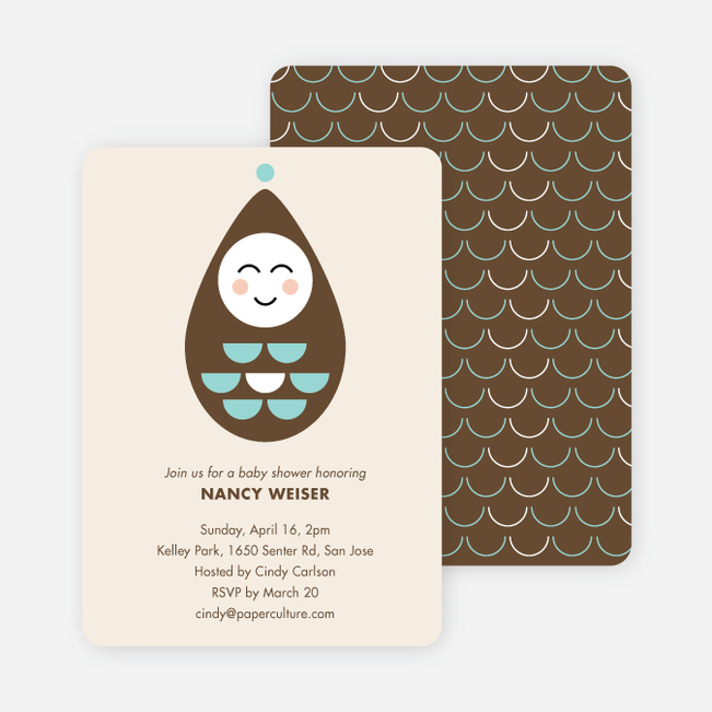 Modern Pea in the Pod Baby Shower Invitations - Brown