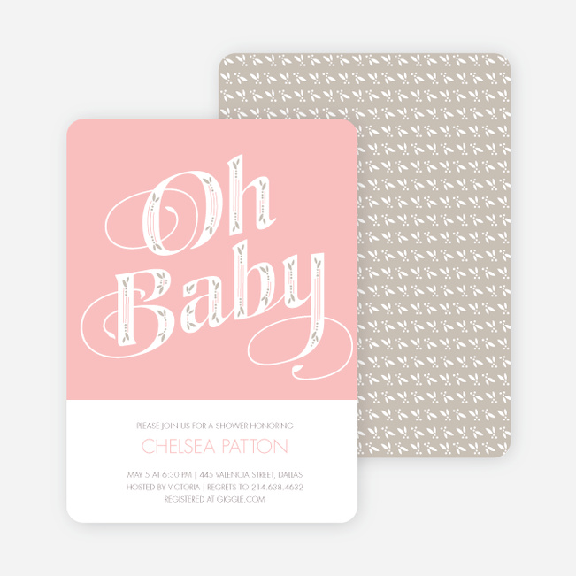 Oh Baby Shower Invitations - Pink
