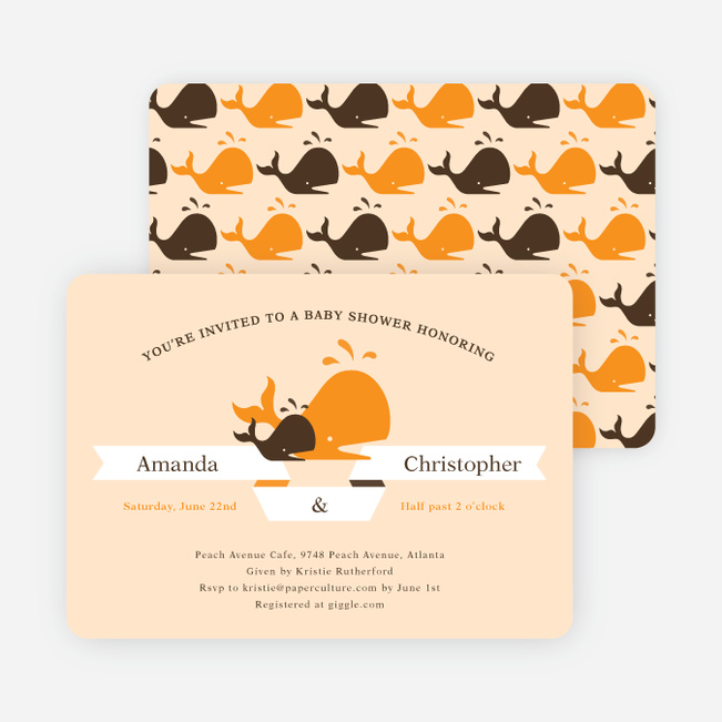 Whale of a Time Shower Invitations - Orange