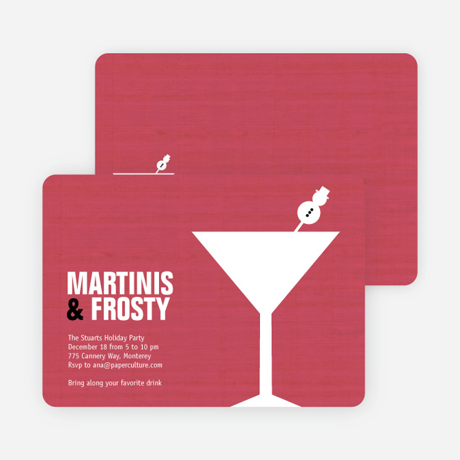 Snowman Martini Holiday Party Invitations - Punch