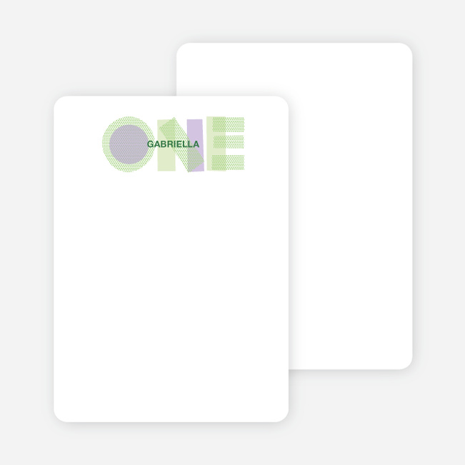 Note Cards: ‘First Birthday Photo Invitations’ cards. - Light Lime