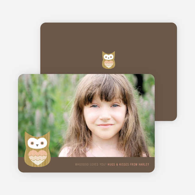 Whooo Loves You Owl Photo Cards - Apricot