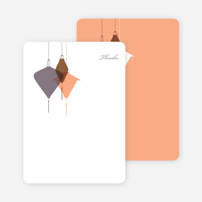 Note Cards: ‘Lantern Lights Bridal Shower’ cards. - Mauve