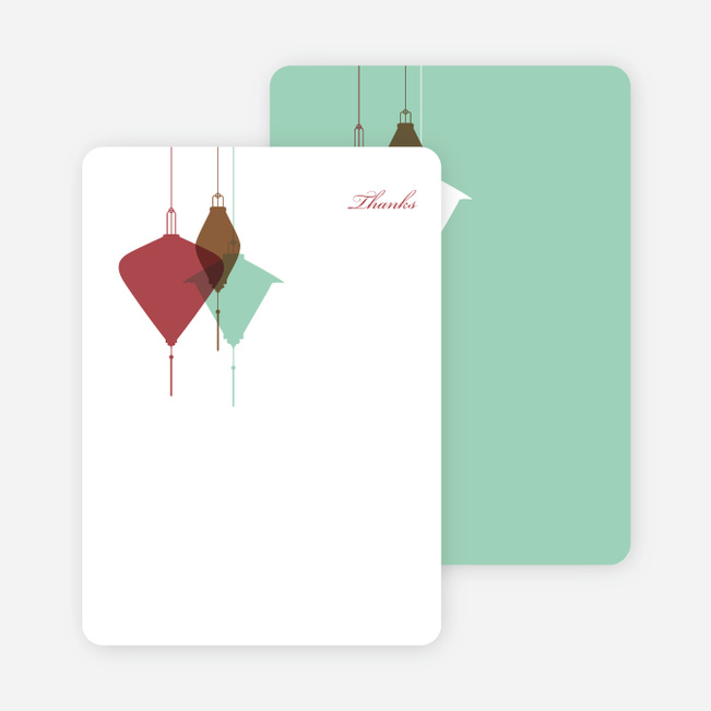 Note Cards: ‘Lantern Lights Bridal Shower’ cards. - Maroon