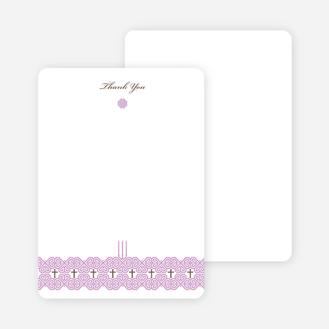 Notecards for the ‘Elegant Candle Baptism Invitation’ cards. - Purple