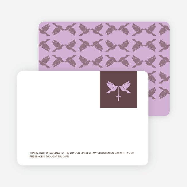 Stationery: ‘Dove and the Holy Spirit Baptism’ cards. - Purple