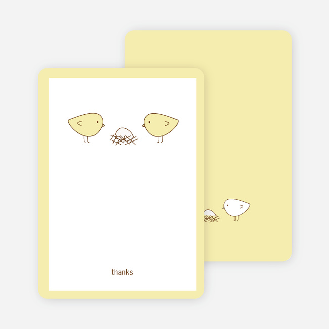 Thank You Card for Nesting Birds Baby Shower Invitation - Lemon Chiffoh