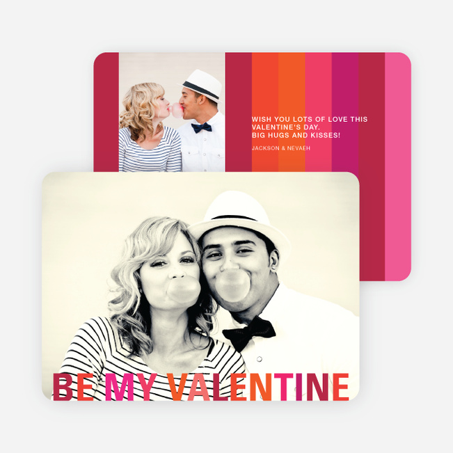 Valentine’s Day Stripes Photo Cards - Red