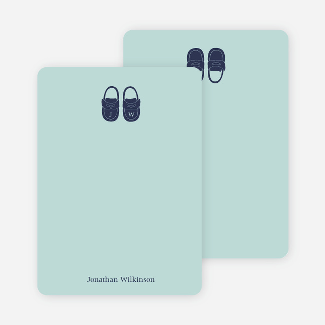 Personal Stationery for Boys’ Shoes Modern Baby Announcement - Seafoam