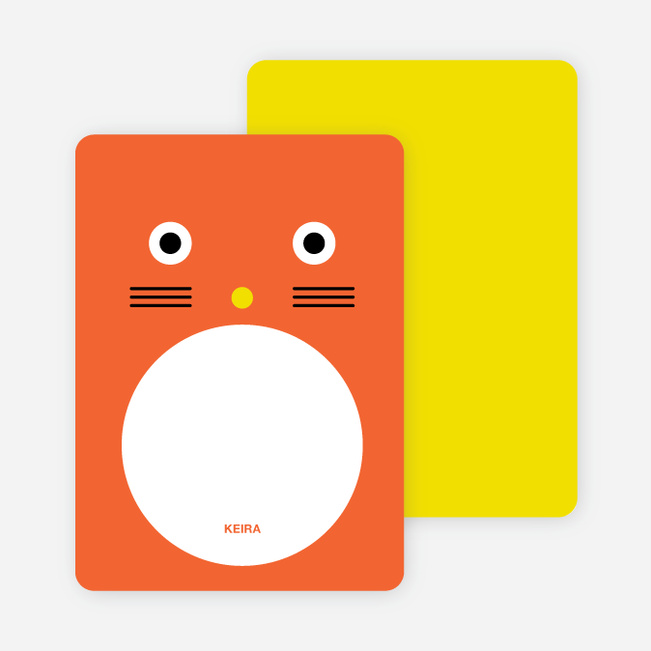 Personal Stationery for Cat Face Modern Birthday Invitation - Carrot