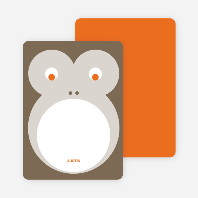 Personal Stationery for Monkey Face Modern Birthday Invitation - Cocoa