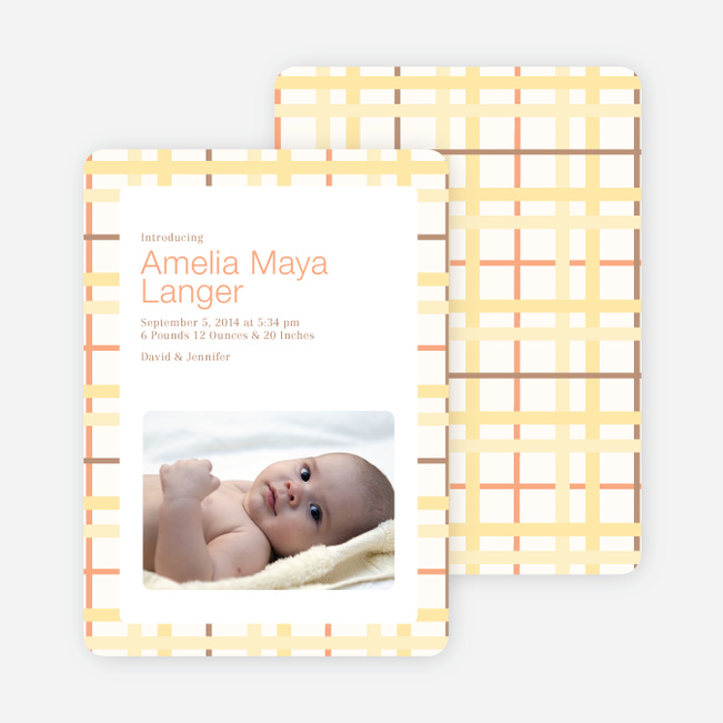 Baby Quilt Photo Birth Announcements - Yellow