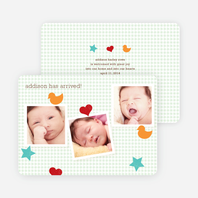 Fun Sticker Birth Announcements - Green