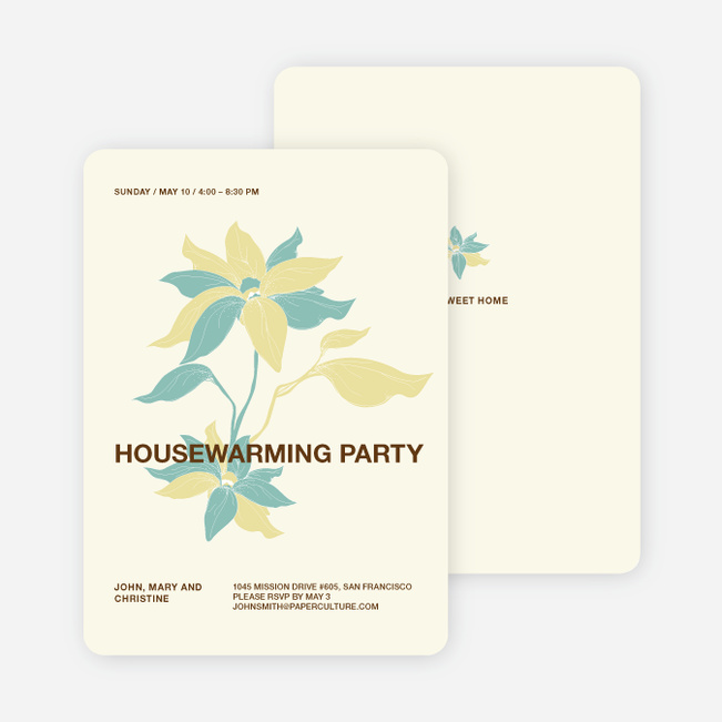 Flower Themed Housewarming Party Invitations - Buttercup