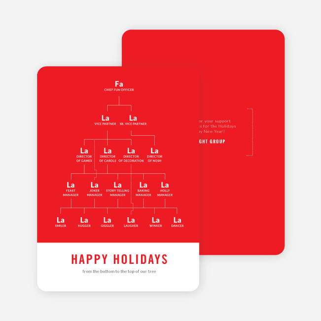 Festive Org Chart Corporate Holiday Cards - Red