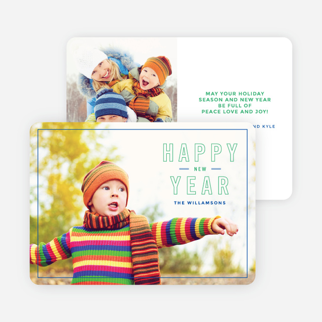 Border & Outlines New Year Cards - Green