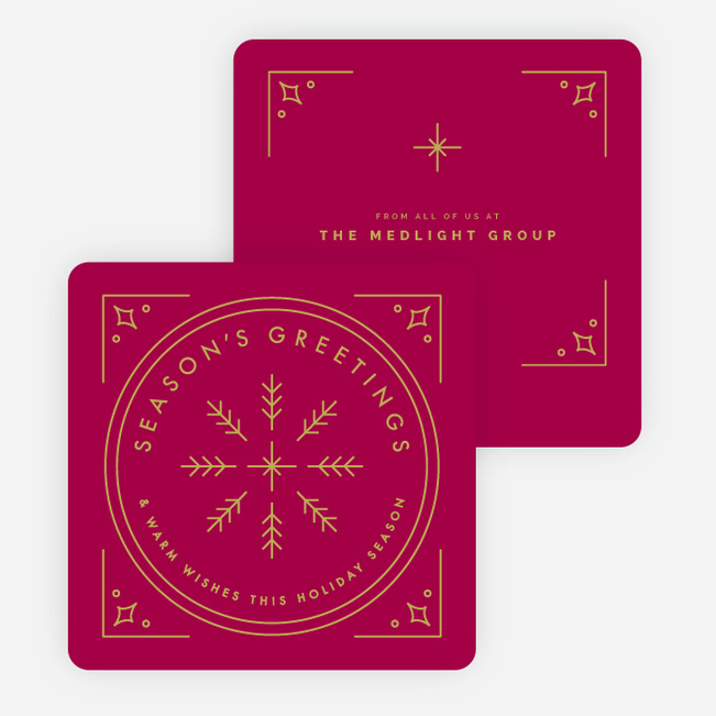 Classic Snowflake Corporate Holiday Cards - Red
