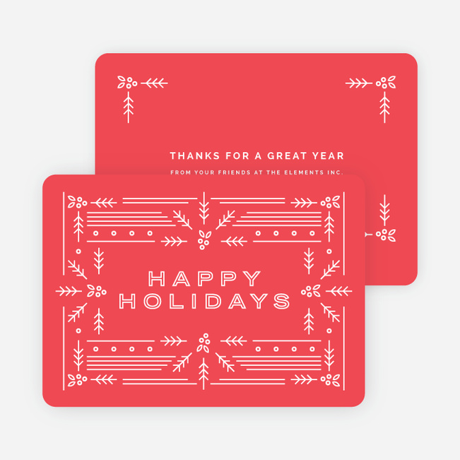 Modern Holly Corporate Holiday Cards - Red