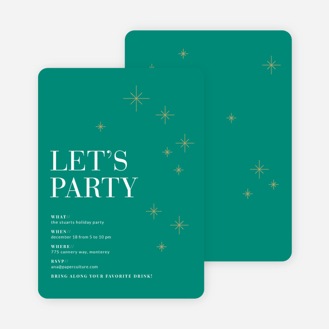 Modern Stars Holiday Party Invitations - Green