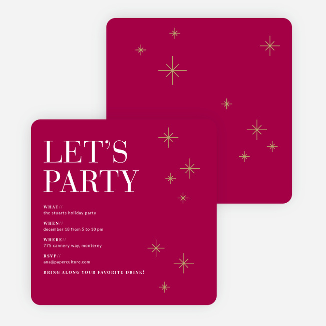 Modern Stars Holiday Party Invitations - Red