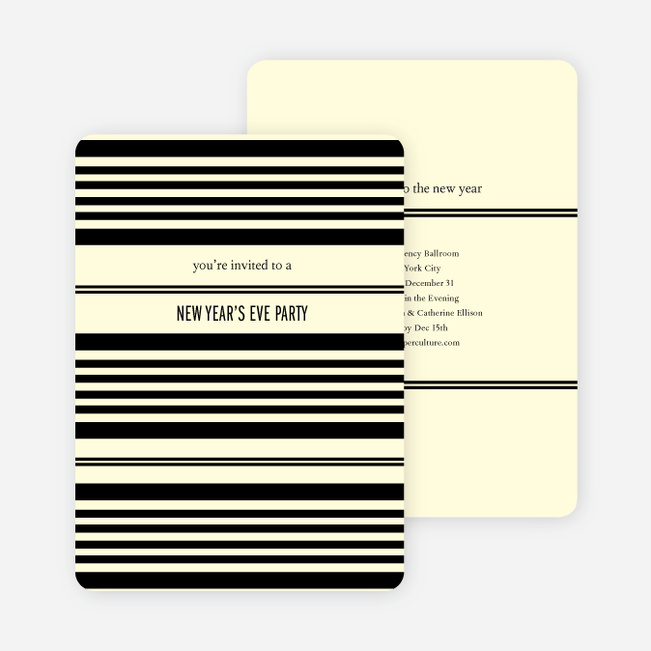 Abstract Stripes New Year’s Invitations - Ecru