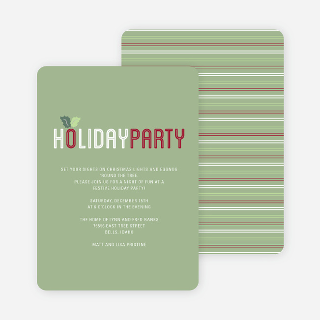 Mistletoe Holiday Party Invitations - Green