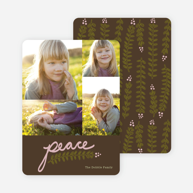 Peace and Love through Mistletoe Holiday Cards - Green