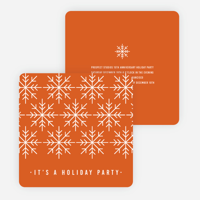 Snowflake Holiday Party Invitations - Orange