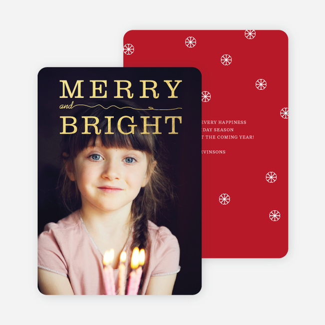 Foil Snow Flurry Merry & Bright Holiday Cards - Red