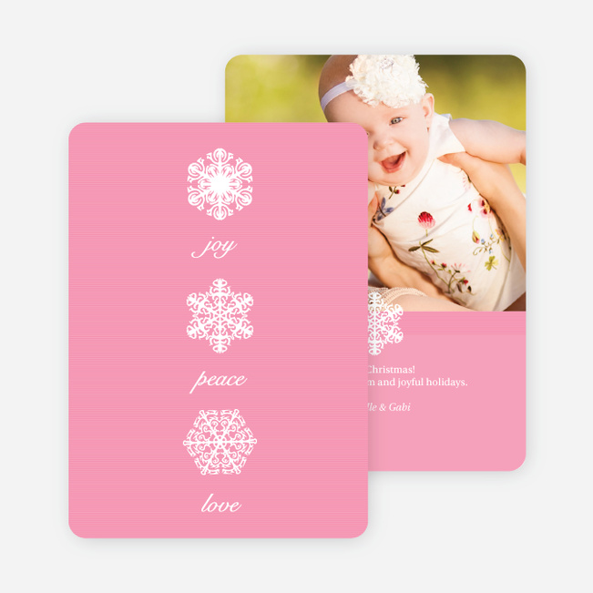 Unique Snowflake Holiday Cards - Pink
