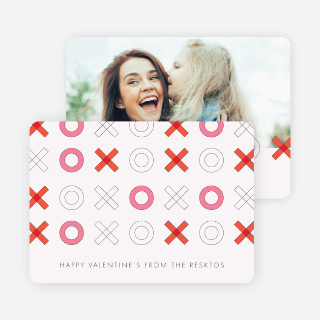 X’s and O’s Modern Valentine’s Cards - Red