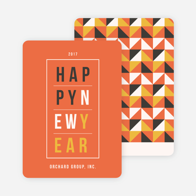 Geometric Modern Triangles New Year Cards - Orange
