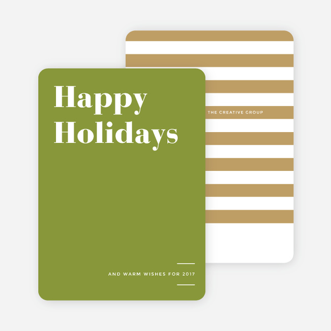 Holiday Stripes Corporate Holiday Cards - Green