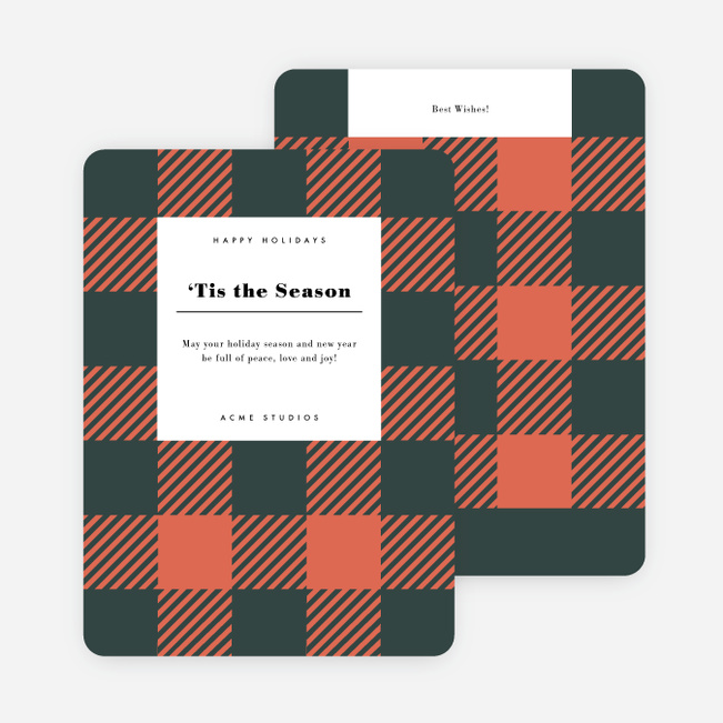 Seasonal Plaid Corporate Holiday Cards - Red