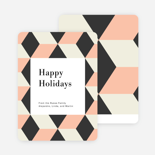 Tile Patterns Holiday Cards - Pink