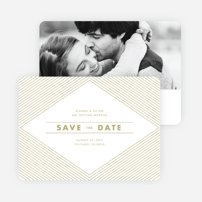 Diamond Chic Wedding Save the Date Cards - Beige