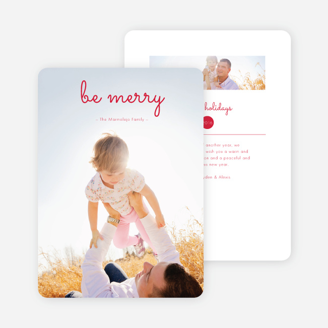 Be Merry Multi Photo Holiday Cards - Red