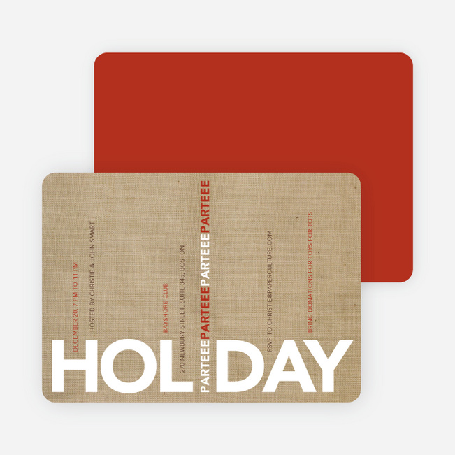Holiday Parteee Party Invitations - Caf� Au Lait