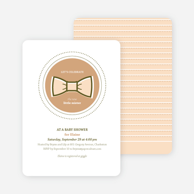The Bowtie and the New Little Mister Baby Shower Invitations - Orange