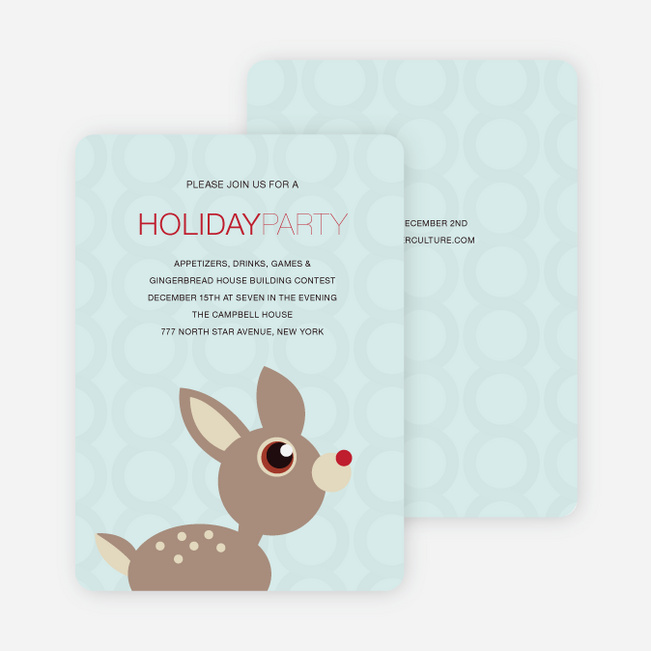 Deer Themed Holiday Party Invitations - Powder Blue