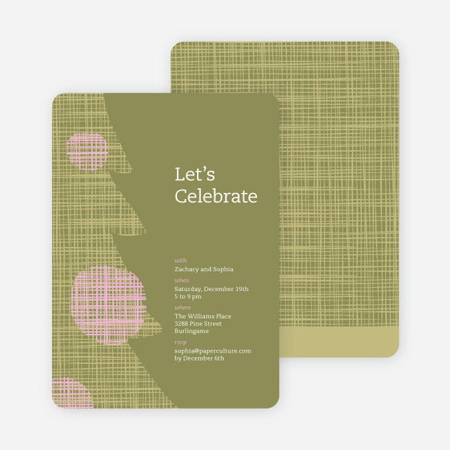 Modern Christmas Tree Themed Party Invitations - Olive Green