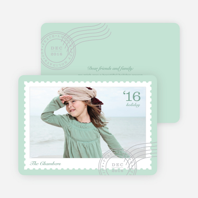 Holiday Stamps Photo Cards - Green