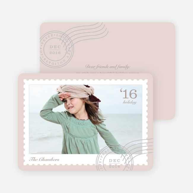 Holiday Stamps Photo Cards - Beige