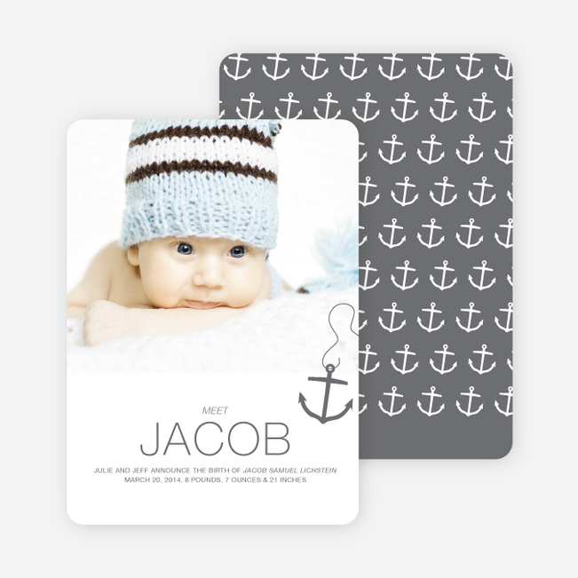 Anchors Away Birth Announcements - Gray