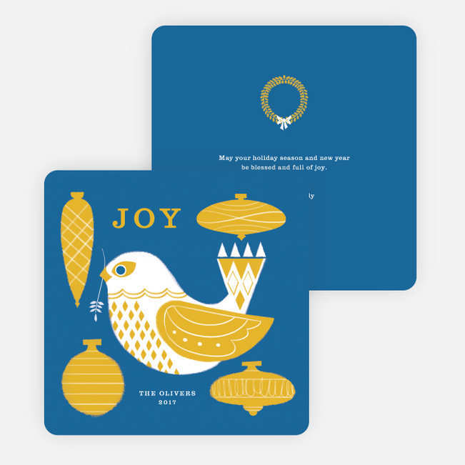 Bird Decor Holiday Cards - Blue